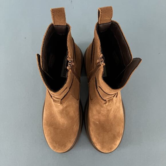 Steve Madden Coletta Lug Sole Tan Suede Buckle Ankle Booties - Picture 8 of 9